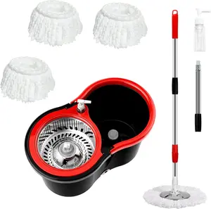 Electric Upright Microfiber Spin Mop & 20QT Bucket Set - 360° Rotatable, Self-Wringing 3-Piece Kit with Dual Heads for Home Use