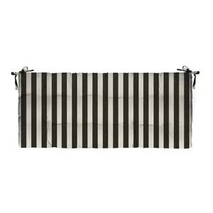 RSH Decor Tufted Bench Cushion for Indoor/Outdoor Use - Black & White Cabana Stripe, 48x20 Inches, Made in the USA