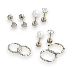 5 pairs earrings set, cartilage earrings and hoops, small nap earrings