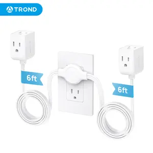 TROND Dual Extension Cord Power Strip, Twin 6ft on Each Side, Ultra-Thin Flat Plug Extension Cord Splitter with Multi Outlets, Ideal for Home Dorm Room Behide Bed Sofa Tv Sets Cable