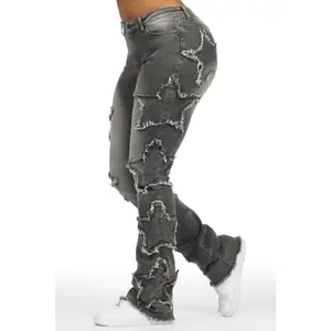 Sinayah Grey Wash Stacked Flare Jean