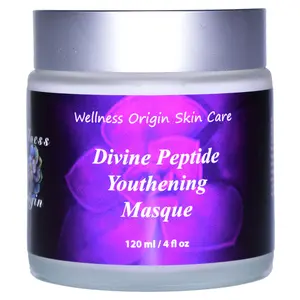 Wellness Origin Divine Peptide Youthening Masque | Anti-aging, Hydrating,  Increases Firmness, Elasticity,  4 oz Aloe Gel Mask Skincare Rejuvenating Hypoallergenic Organic Fragrance Jojoba
