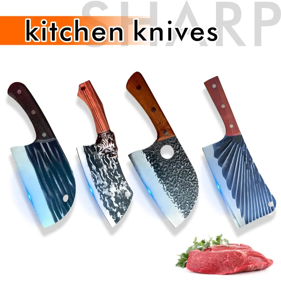 Premium Stainless Steel Kitchen Chef Knife Sharp Multipurpose Cooking Cutlery for Vegetable Meat Fruit