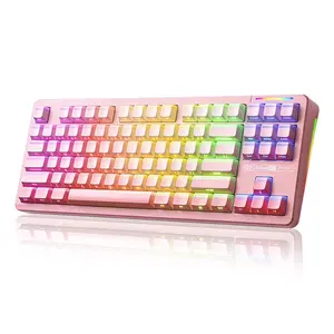 Lingbao K87 Triple-Mode Mechanical Keyboard, 87 Keys RGB Lighting, RGB Backlit Keyboard, Large Capacity Battery, Hot-Swap Full Key, Compatible Windows MAC