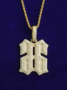 Iced Out Backward Number 66 Pendant for Men 5A Cubic Zirconia Gold Plated Hip Hop Jewelry Cuban Link Chain
