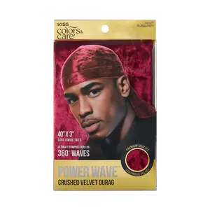 Kiss Colors & Care Power Wave Velvet Luxe Durag, Burgundy