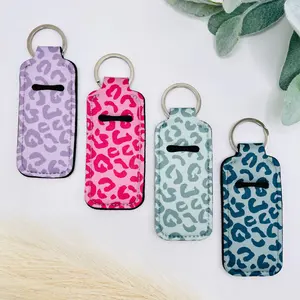 Keychain For Chapstick Holder | Lip Balm Holder Keychain | Chap-Stick Holder | Cheetah Lip Balm Keychain | Retro Preppy Trendy Keychain