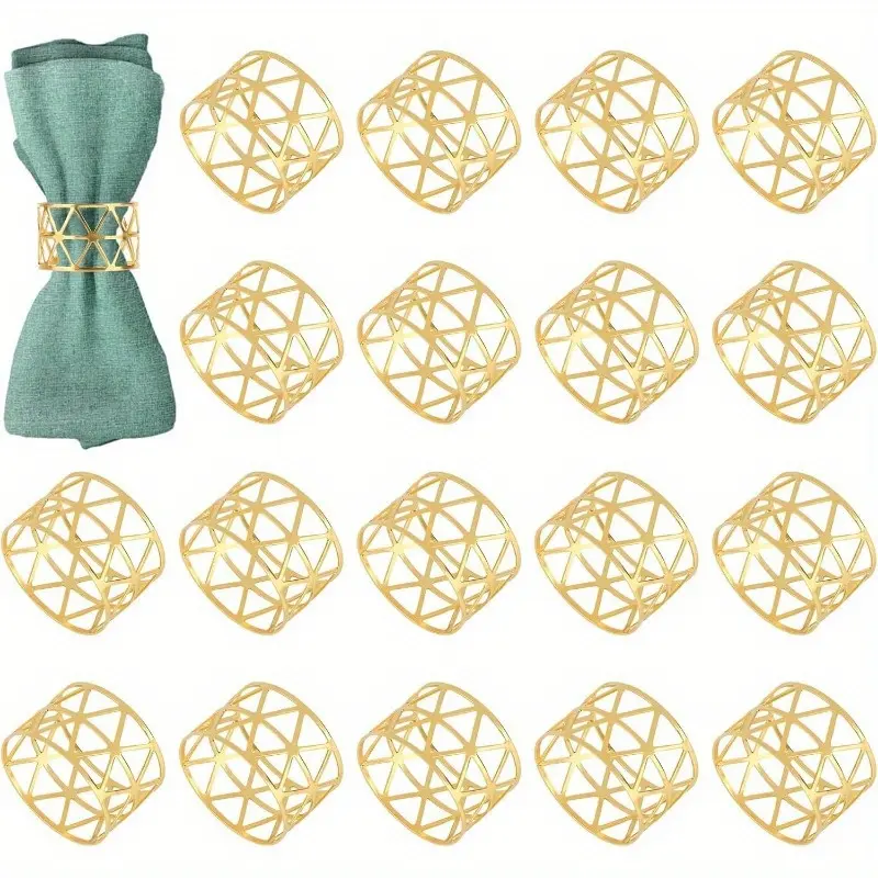 18-piece holiday party essentials Creative hollowed-out triangle napkin buckle Durable towel clip non-deformable napkin ring Lightweight and portable for parties birthday festivals Pet Supplies Decor Ornaments Kitchen Stylish