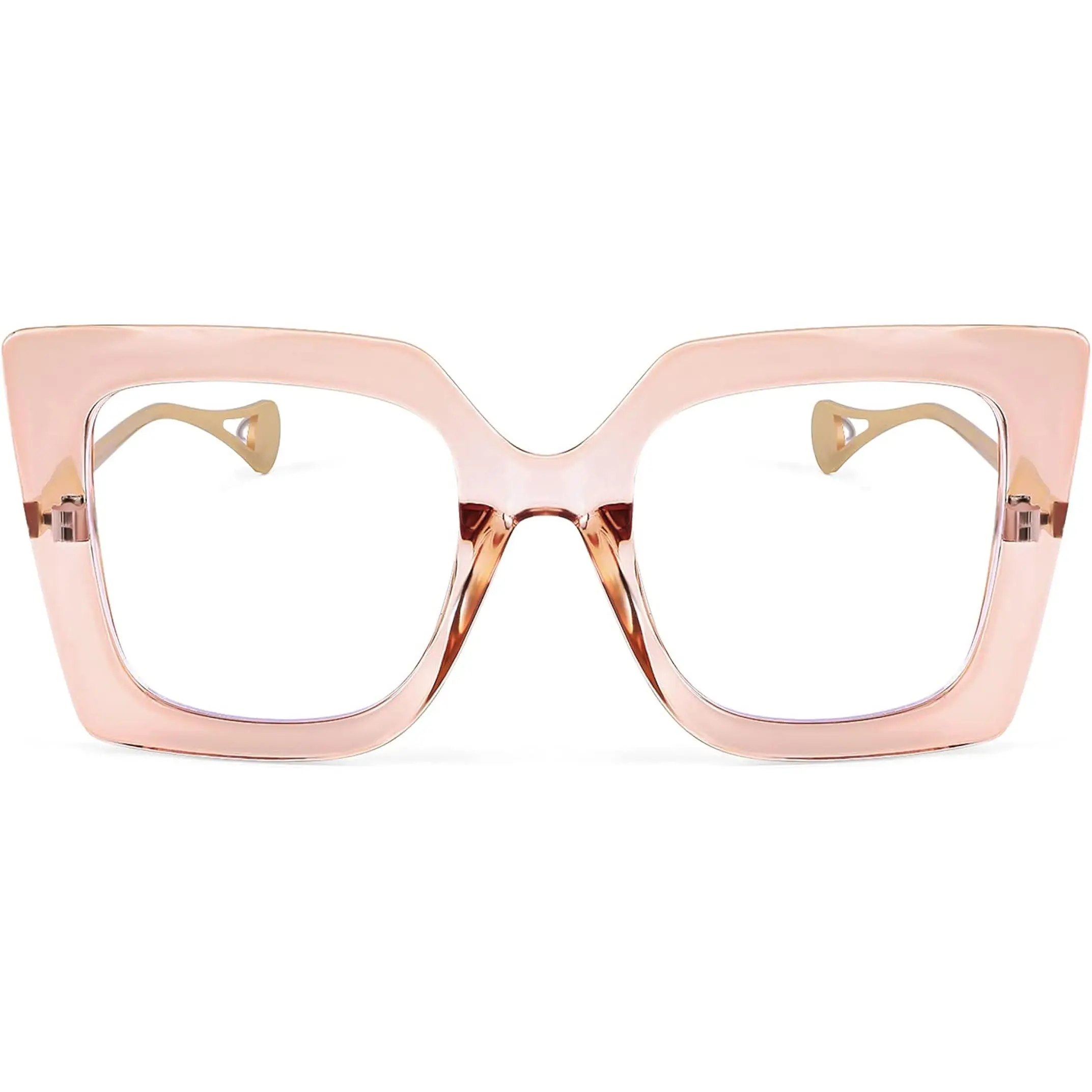 FEISEDY Oversized Square Frame Anti Blue Glasses - Eye Strain & Glare Reduction, Pearl Inlay Arm Cat Eye Fashion Eyeglasses, Stylish Protective Daily Gift Eyewear B2639