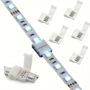 10 Piece Set 4 Pin LED Strip Connector 10mm Wireless Gapless Weld-Free Adapter Terminals for Multi-Color LED Strips