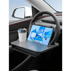 2-in-1 Steering Wheel Desk-Steering Wheel Tray Table with Seat Gap Filler Organizer Car Food Tray for Driver Car Desk for Laptop & Eating Tesla Model 3 Model Y Accessories Fits Most Vehicles Steering Wheels