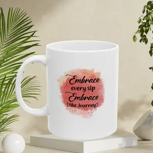 Embrace Every Sip Embrace the Journey 11oz Inspirational Ceramic Mug Perfect Gift for Coffee Lovers Reusable Washable Tumbler Drinkware Printed Cup
