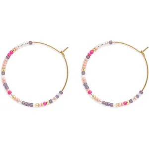 Colorful Beaded Hoop Earrings for Women, Boho  Rainbow Small Beads Circle Hoops Earings  Holiday Prom
