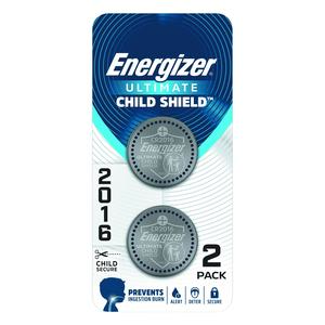 Energizer Ultimate Child Shield CR2016 Batteries (2 Pack), 3V Lithium Coin Batteries