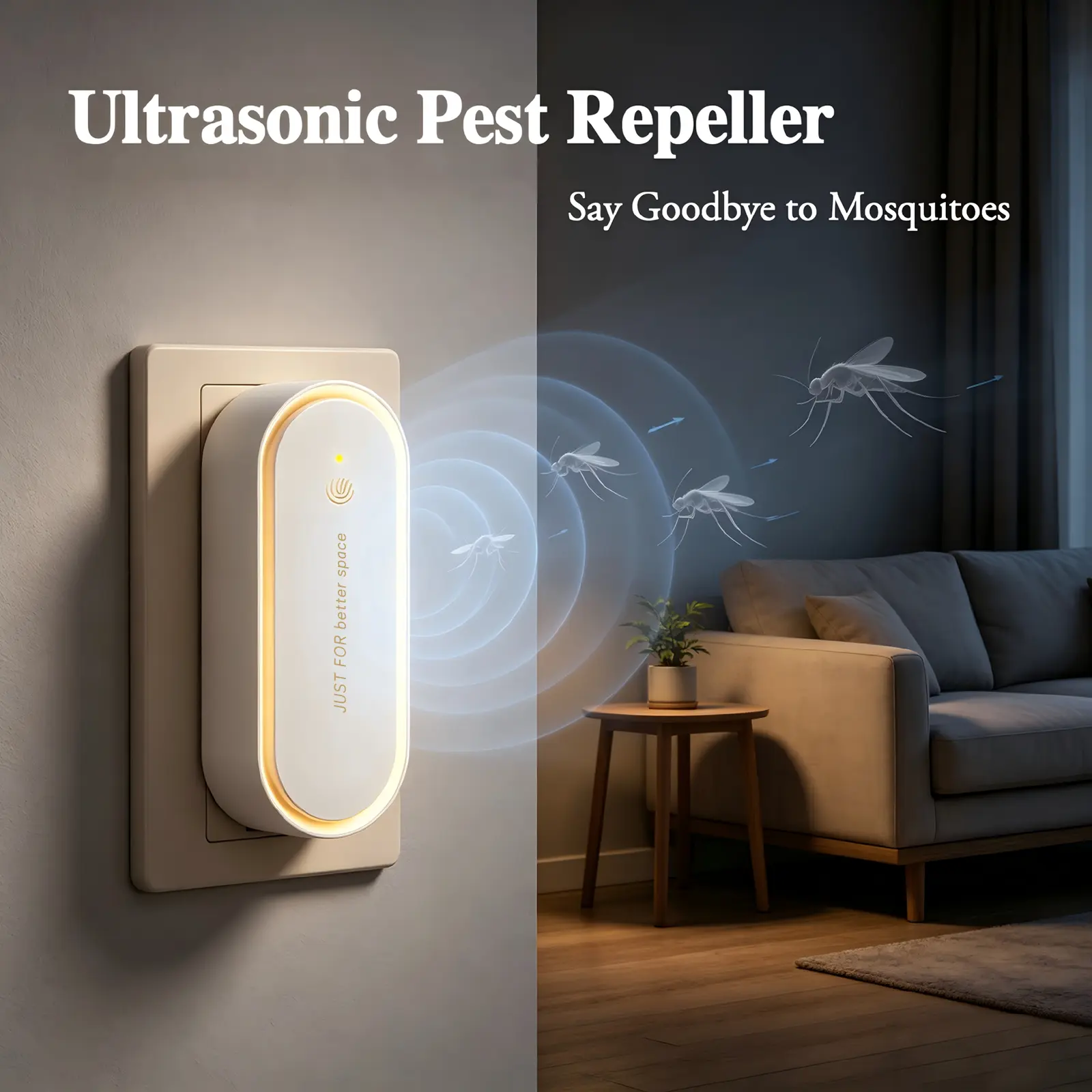 3-in-1 Ultrasonic Mosquito Repellent Plug-in - Electronic Pest Deterrent with Night Light & Home Fragrance, Silent, Chemical-Free, Kid & Pet Safe for Bedroom, Kitchen