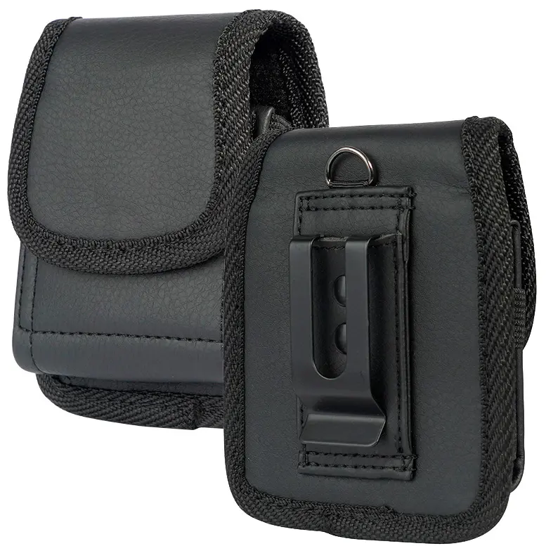 Case for Motorola RAZR 2026 Flip Phone, Nakedcellphone Vegan Leather Vertical Pouch [Belt Loop, Metal Clip, Magnetic Closure] for Moto RAZR PLUS ULTRA 2025/2024/2023 - Black