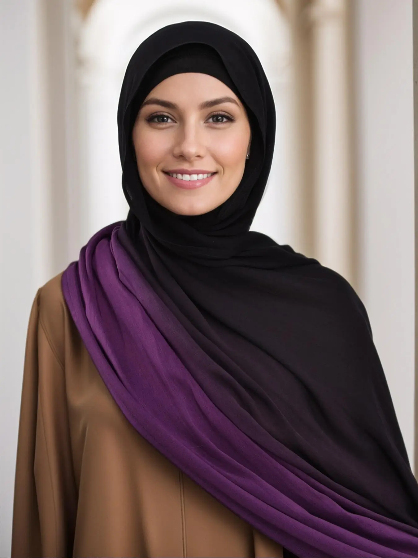 Women's Ombre Print Khimar, Casual Comfortable Long Hijab for Daily Wear, Versatile Elegant Fashion Accessories for Women, Muslim