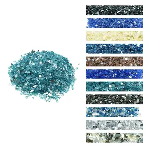 VEVOR Decorative Fire Glass, 20 lbs/9 kg High-Temperature Resistant Rocks, 0.5-in/12.7 mm Reflective Smokeless Stones for Gas Fire Pit, Patio, Outdoor Use & Landscaping, Aqua Blue