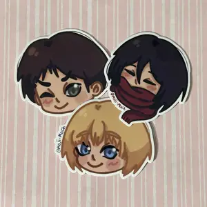 Attack On Titan Waterproof Stickers Featuring Anime Characters in Chibi Style