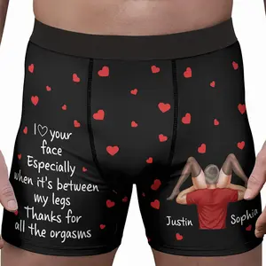 Personalized Custom Photo Men's Boxer Briefs - Funny Name Print Underwear Gift for Him
