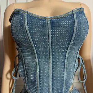 Rhinestone Denim Corset Rhinestone Denim Corset
