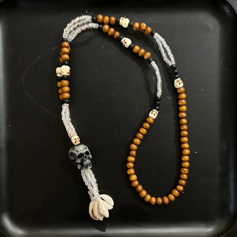 Santa Muerte Rosary, Handmade Religious Prayer Bead Necklace for Spiritual Devotion
