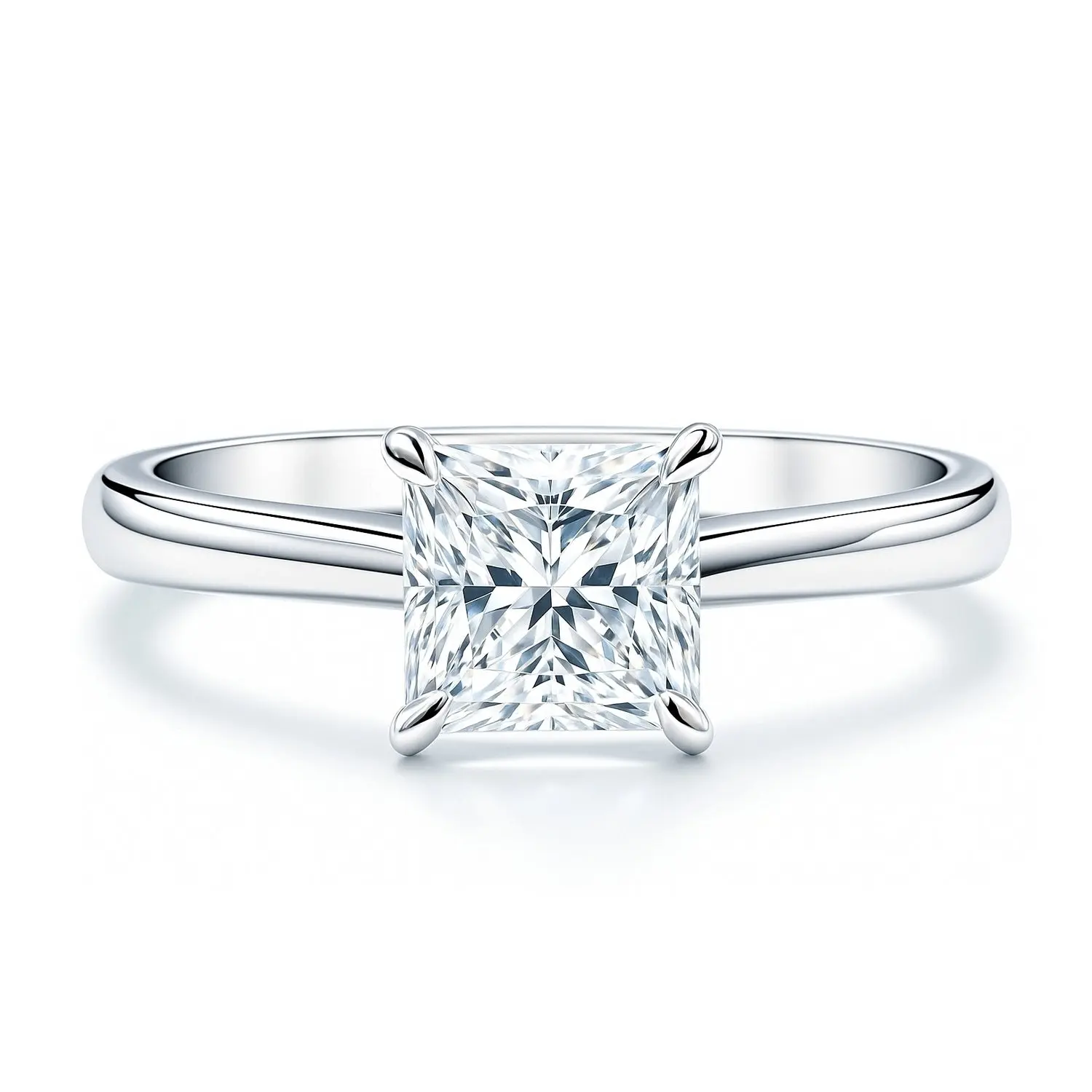 BERRICLE Sterling Silver Solitaire Wedding Engagement Promise Rings for Her, 1.2 Carat Princess Cut Cubic Zirconia CZ Ring