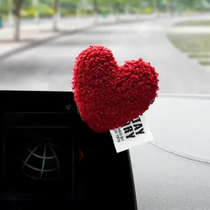 1 piece/Heart Plush Car Decorative Ornament, Cute Dashboard Display Screen Accessory, Rear Tailgate Decoration, Car Interior Decoration