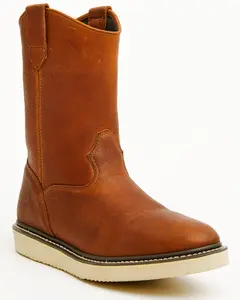 Men's 10.75" Pull-On Barnyard Leather Work Boots - Soft Toe
