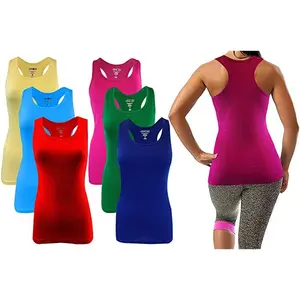 Sumona Ribbed Sleeveless Racerback Colorful Tank Top  6 Pack