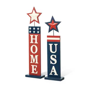 Glitzhome USA Patriotic Firecracker, Firecracker Table Signs