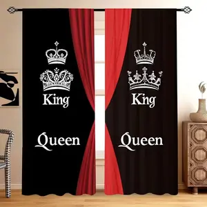 Valentine's Day Queen King Curtains Set, Rod Pocket Design, Easy Hanging, Romantic Ambiance, Relaxing Decor for Bedroom Living Room Study