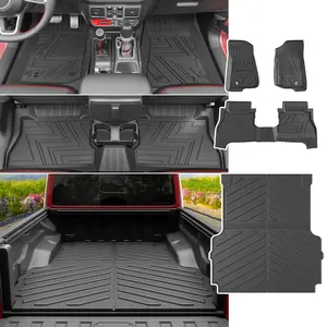Floor Mats Compatible with 2020-2025 Jeep Gladiator JT Pickup Truck Bed Mat Floor Liner Truck Mat 5 Ft Replacement for 2020 2021 2022 2023 2024 2025Jeep Gladiator Accessories (Truck Bed Mat + Floor Mats)