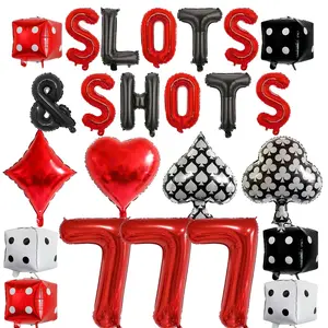 Casino Card Balloon Set 24pcs Poker Theme Foil Balloons Arch Kit for Game Night Party Decor