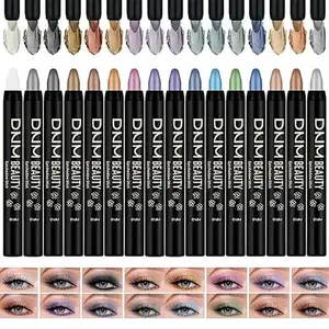 16-Piece Shimmer Eyeshadow Stick Set, Waterproof Cream Highlighter Pen, 1-Step Glitter Eyeliner Pencil for Eye Brightening, Long-Lasting Sparkly Makeup for Beginners, Pearlescent Eye Makeup Pen Pack