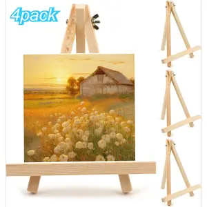4Pack Wooden Display Mini Easel Desktop Tripod Easel New Photo Frame Bracket Portable Canvas Photo Picture Sign Holder Art Easel
