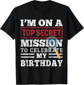 Spy Birthday Party Theme Top Secret Mission Summer Casual Shortsleeve Cotton T-Shirt