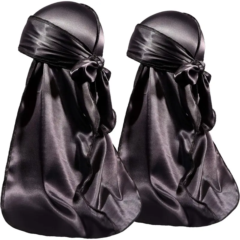 2 Pieces Silky Durag Pack for Men Women Waves, Premium Satin Deluxe Du-rag, Scarf Head Wrap, Headscarf