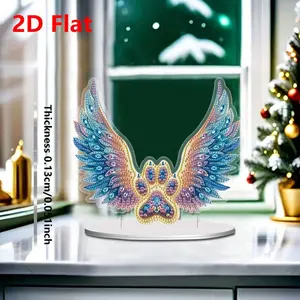 2D/flat Bear Paw Wings Crystal Diamond Art Desk Decor, 5D DIY Acrylic Table Decoration, Special Shape Gem Embroidery Craft Kit