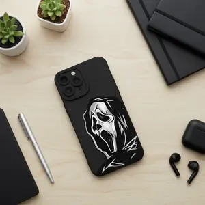 Ghostface Scream Horror Case Matte Black Shockproof Full Series iPhone X to iPhone 17 Premium Aesthetic Protection