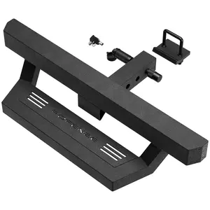 Longsun Lockable Heavy Duty Steel Hitch Step - 2" Towing Receiver with Pin Lock, 28x7.7x5.8" Powder-Coated All-Weather Impact Guard for Rear Bumper Bar, Slotted Surface Boating Accessory, Boating Accessories