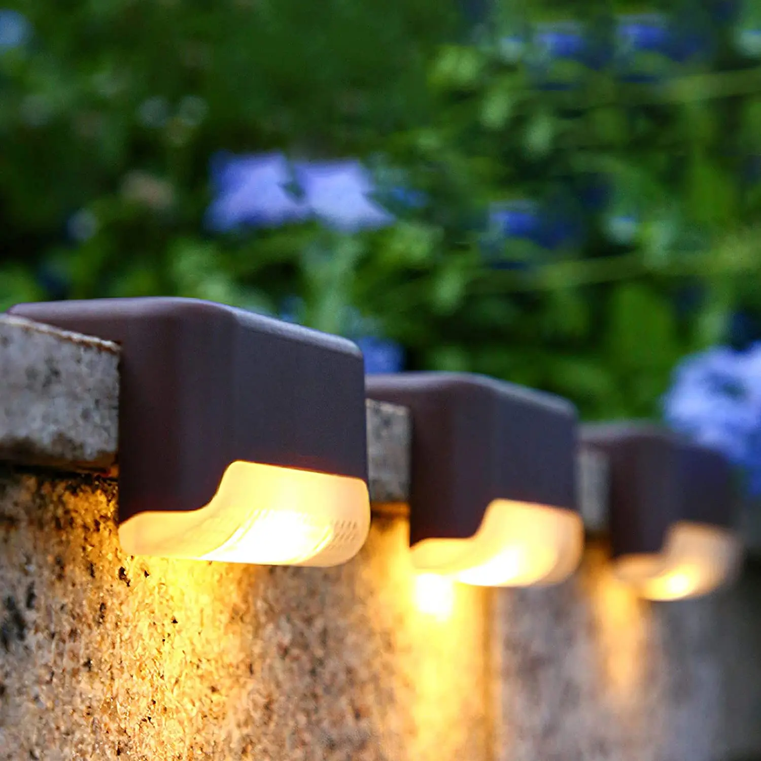 Outdoor Waterproof Solar Step Lights - Wall Mount, Art Deco Cordless LED Downlights with Batteries, Push Button Auto-Glowing, Easy-Install Outdoor Patio Lighting for Backyard Decor