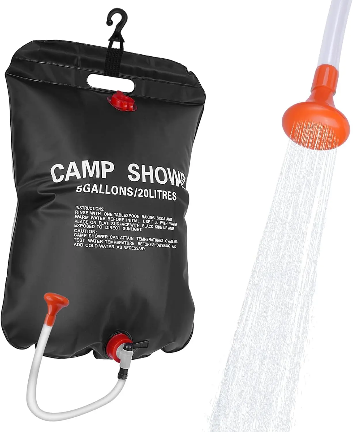 Portable Solar Shower Bag 20L with Camping Shower Head, Compact Eco-Friendly Accessory for Outdoor Hiking and Travel, Travel Accessory, Compact Fits Backpacks Easily