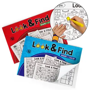 【Buy 1 Get 1 Free】 Interactive Look & Find Coloring Book with 32-Page, Ages 3+ for School, Home & Travel,Preschool Learning & Coloring Activity Book for Girls & Boys, Letters, Transportation,Numbers and Animals