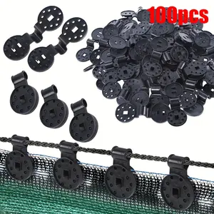 100pcs Heavy Duty Shade Cloth Clips Multiple Hole Design UV Resistant PP Plastic Clips for Garden Greenhouse Patio Pool Cover Bird Netting Mesh Tarp Secure Fastening Outdoor Reusable Wind Rain Resistant Durable Clips