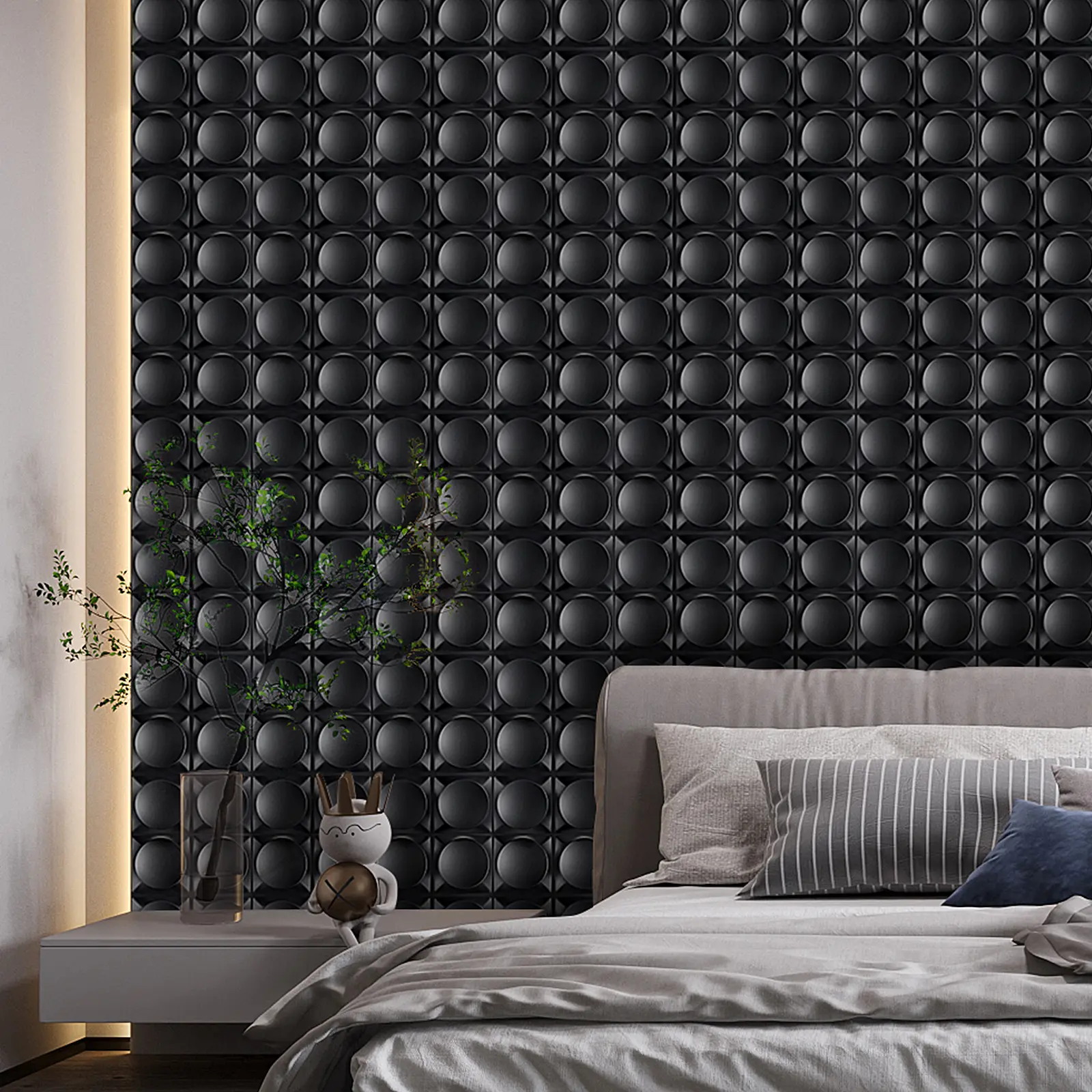 Aadesh PVC Plastic 3D Wall Panels, Waterproof and Fire-Resistant, 11.8x11.8 Inches, Ideal for Living Rooms, Bedrooms, Hotels, Offices