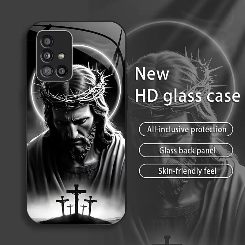Suitable for [Galaxy A51 5g] Jesus New stylish high quality glass protective case affordable anti-drop anti-fingerprint 995