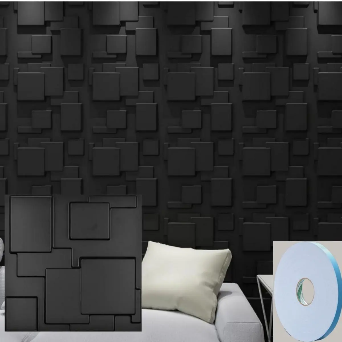 3D Wall Panel Pattern Tile Sticker with Tape, PVC Material Art Wallpaper, Wall Decal for Indoor Decoration, Living Room, Bathroom, Pvc Wall Tiles, Summer Essentials