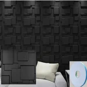 3D Wall Panel Pattern Tile Sticker with Tape, PVC Material Art Wallpaper, Wall Decal for Indoor Decoration, Pvc Wall Tiles, Summer Essentials