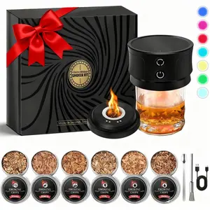 Electric Whiskey Smoker Kit 2026 Upgraded, Rechargeable Cocktail Smoker Kit with 7 Light Modes &6 Wood Chips,Old Fashioned Whiskey Accessories,Bourbon Gifts forMen, Dad, Husband, No Butane, Valentine's Day Gifts